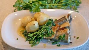 1.盘子里的鱼和蔬菜